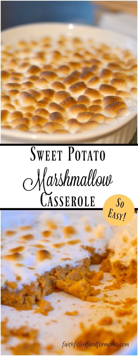 Sweet Potato and Marshmallow Casserole with orange juice. This a yummy and easy side dish for any occasion! Sweet Potato And Marshmallow, Marshmallow Casserole, Sweet Potato Marshmallow Casserole, Yams With Marshmallows, Crock Pot Sweet Potatoes, Sweet Potato Casserole With Marshmallows, Sweet Potatoes With Marshmallows, Canned Yams, Best Sweet Potato Casserole