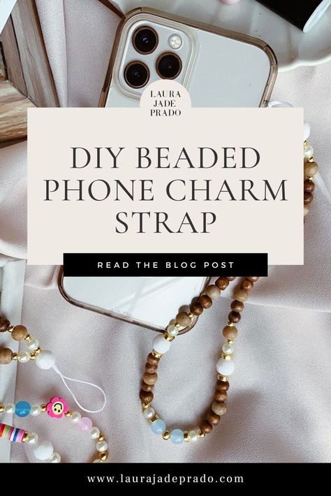 Learn how to create a unique beaded phone charm strap with this easy DIY guide and helpful step-by-step instructions. Like jewelry for your phone! The perfect handmade holiday gift idea that you can customize with any type of beads and charms for someone on your list who loves accessories! Diy Iphone Wrist Strap, How To Make Beaded Phone Charms, How To Make Diy Phone Charms, Phone Beads Strap Tutorial, Beaded Phone Strap Tutorial, Phone Lanyard Tutorial, How To Make Beaded Phone Strap, Iphone Charms Diy, Phone Jewelry Diy