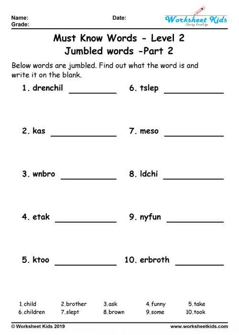 It’s for second grader who really need of improving the spelling of English words. it will assist your kids English vocabulary by unscramble words. Jumbled Sentences Worksheets For Grade 1, Vocabulary Worksheets For Grade 2, Jumbled Words Worksheets, Vocab Worksheets, Ukg Worksheet, Grade 1 Worksheets, Sentence Formation, Prefix Worksheet, Worksheet For Class 2