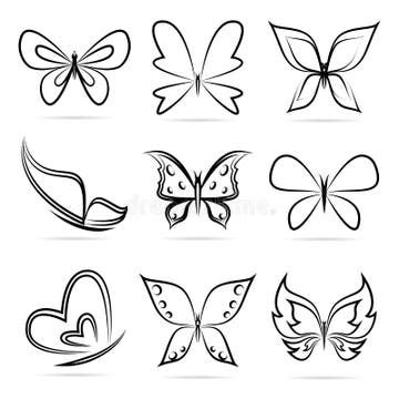 Fairy Wings Different Form Outlines Set Stock Vector - Illustration of headdress, girl: 189024662 Easy Butterfly Drawing, Butterfly Art Drawing, Tato Henna, Art Papillon, Unghie Nail Art, Simple Butterfly, Butterfly Poster, Butterfly Illustration, Butterfly Tattoo Designs