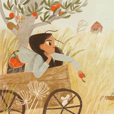 Rebecca Green on Instagram: “A Year With Mama Earth by @rebeccawritesbooks & @eerdmans  opens with September, one of my favorite months. (I love getting all moody and…” Childs Book Illustration, Rebecca Green Illustration, Fall Children’s Books, Old Children's Books Illustration, Rebecca Green, Children’s Book Illustration Pages, Picture Books Illustration, Childrens Books Illustrations, Book Illustration Art