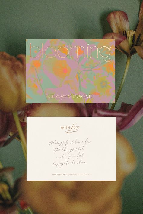 Blooming's timeless & elegant branding embraces a blend of fairytale charm and botanical elegance. The enchanting logo design, harmonious florist / floral brand icon set, vibrant colour palette and bold abstract floral patterns authentically captures the magic embedded in every piece of their work. Elevate your brand with authentic flair! 🌟 Complete the enquiry form on my website. ©Works created by galerie design studio Floral Layout Design, Delicate Graphic Design, Fairytale Graphic Design, Fairytale Branding, Floral Branding Design, Flower Branding Design, Floral Advertising, Botanical Graphic Design, Cool Logo Ideas