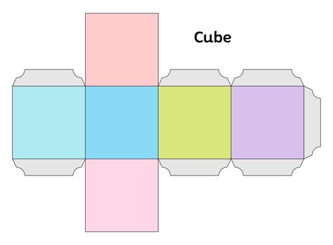 Rectangle Template, Template Papercraft, 3d Rectangle, Cube Template, Dice Template, Paper Cube, Art Cube, Rectangular Prism, Cube Pattern