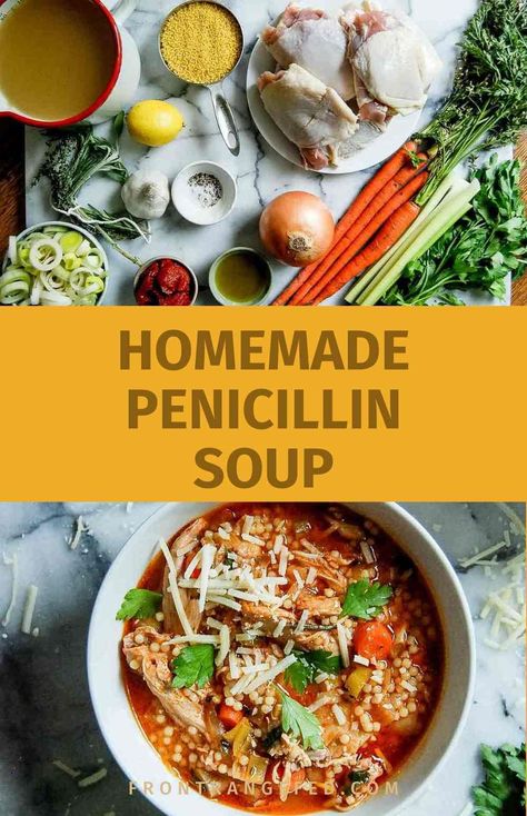 Warm up with this Italian Penicillin Soup—the perfect comforting dish when you're feeling sick! This easy chicken pastina soup is made with orzo and can be cooked in the Instant Pot or crockpot for a quick, soothing meal. It’s a cozy, homemade recipe that's perfect for colds and full of flavor. Learn how to make this delicious soup and feel better fast! Find this recipe and more at www.frontrangefed.com. Soup For Illness, Best Soup Recipes When You're Sick, Italian Soup Recipes Homemade, Soup When Sick Feel Better, Chicken Broth For Sickness, Crockpot Meals When Sick, Feel Better Chicken Soup, Best Sick Soup, Chicken Soup For Colds Feel Better