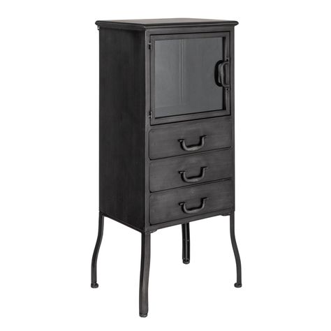 PRICES MAY VARY. A sleek black cabinet that combines elegance with functionality, featuring a glass door and 3 spacious drawers A minimalist's dream, this cabinet's clean lines and modern design make it a versatile addition to any room Ideal for organizing essentials or displaying cherished items, this piece fits seamlessly into various decor styles Made of a sturdy metal frame and clear glass, it offers durability along with a light, airy aesthetic 17" L x 13.75" W x 39.5" H Decorative Storage Cabinets, Chic Office Space, Medical Furniture, Metal Storage Cabinets, Accent Chests And Cabinets, Space Efficient, Accent Chest, Metal Cabinet, Small Cabinet