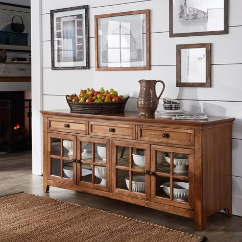 You can never have enough storage space. 🛍Tap the image to get the details on this gorgeous wood console for all your stylish storage needs 💁‍♀️ #inspireq Buffet Console Table, Side Buffet Table Ideas, Buffet In Living Room, Buffet Cabinet Ideas, Dining Buffet Cabinet, Buffet Cabinet Decor, Buffet Table Ideas Decor, Kitchen Buffet Table, Dining Room Console Table