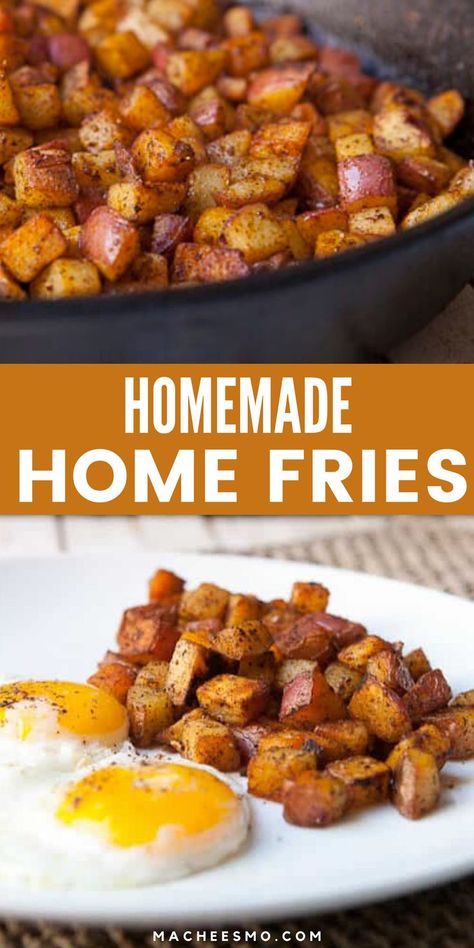 Homemade Home Fries, Eggs And Potatoes, Fries At Home, Yummy Fries, How To Make Home, Homemade Home, Fried Breakfast, Home Fries, Hashbrown Recipes