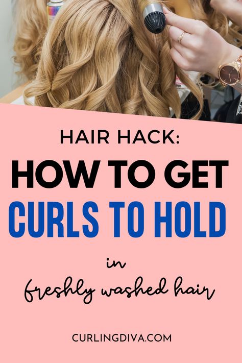 Curls hold better on "dirty" hair. But what if you just washed your hair? Maybe you can’t stand NOT washing your hair. I get the feeling of ‘dirty’ hair if you don’t wash it.   Whatever the reason is, don’t worry! You can still curl freshly showered hair.  I’ve got tips and tricks to help you pull it off. Products To Help Hold Curls, How To Style Hair After Curling It, Holding Curls All Day, What Direction To Curl Your Hair, Keeping Curls All Day Tips, Getting Curls To Hold, Get Curls To Stay All Day, How To Curl Hair That Doesn’t Hold Curl, Products To Hold Curls Fine Hair