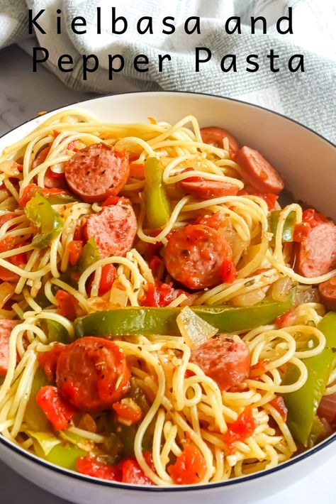 Quick Meals With Kielbasa, Kielbasa And Peppers Pasta, Dinner Ideas With Polska Kielbasa, Kielbasa Salad Recipes, Kielbasa And Pasta Recipes Easy Dinners, Polska Kielbasa Recipes Pasta, Kielbasa And Pasta Recipes, Kielbasa Spaghetti, Keilbasa Recipes Pasta