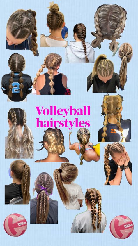 Quick Easy Volleyball Hairstyles, Hairstyles To Do For Volleyball, Rafting Hairstyles, Senior Night Hairstyles Volleyball, Cute Ponytails For Volleyball, Cool Hairstyles For Volleyball, Cute Hairstyles For Medium Hair Volleyball, Braids For Volleyball Games, Volleyball Hairstyles Pictures