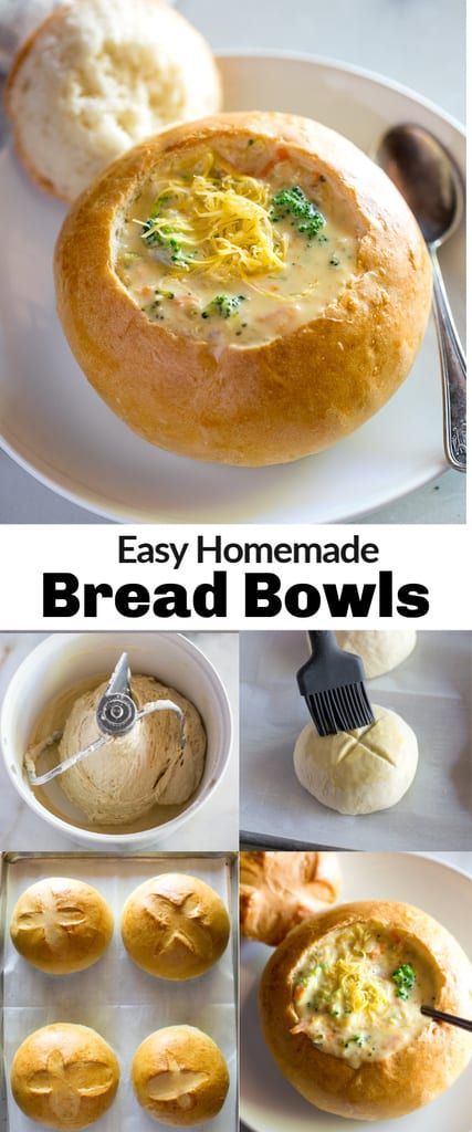 Bread Bowl Soup, Rolls Baking, Homemade Bread Bowls, Easy Homemade Bread, Bread Bowl Recipe, Soup Homemade, Homemade Bread Easy, Fall Soups, Bread Machine Recipes