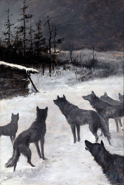 E. T. Merrill, "The Wolves" Wolves Pack, Aqua Regia, Wolves Art, Dog Motif, The Vampire Chronicles, Canine Art, Wolf Art, Wildlife Art, On Board