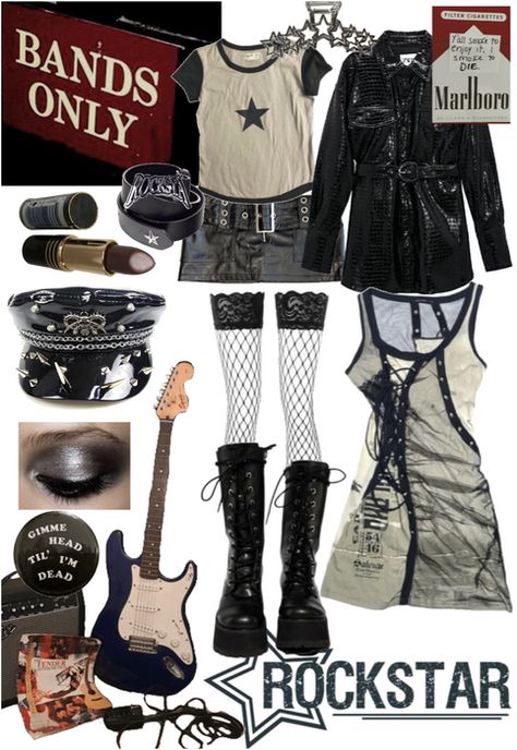 Girly Rocker Outfits, Rock Girlfriend Aesthetic Outfits, Maneskin Concert Outfit, Rock Star Girlfriend Outfit, Rock Grunge Outfits, Estilo Rockstar, Rockstar Gf Outfit, Rockstar Aesthetic Outfits, 80s Rock Fashion