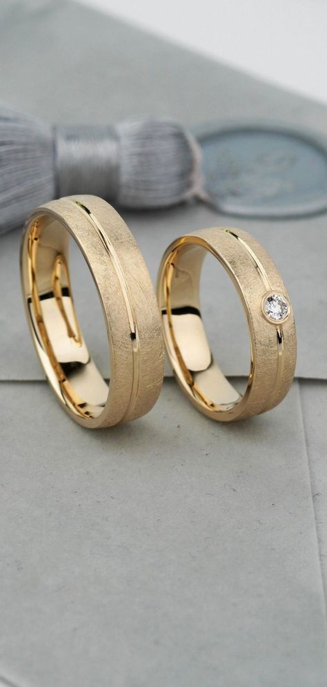 gold wedding rings set Rings For Couples Engagement, Gold Ring For Couple, Marriage Rings Couple Unique Gold, Pair Rings Couple Gold, Wedding Rings Sets His And Hers Gold Couple, Couple Bands Rings Gold, Couples Ring Set Gold Weddings, Pair Rings Couple, Couple Wedding Rings Marriage Gold