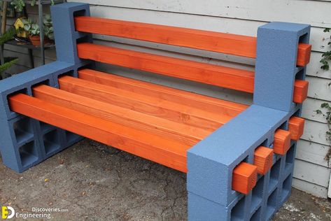 Top 40 DIY Cinder Block Outdoor Bench - Engineering Discoveries Inexpensive Outdoor Furniture, Cinder Block Furniture, Cinder Block Bench, Diy Bank, Garden Bench Diy, Diy Bench Outdoor, Cinder Blocks, Cheap Backyard, Budget Patio