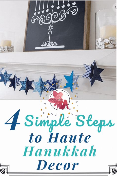 Gone are the days where you need to DIY your own Hanukkah decorations. In 4 easy steps, I’ll show you how to style your home with Haute Hanukkah Décor that is fun, functional, and family-friendly! These steps are great for traditional décor, boho homes, Farmhouse style and glitzy holiday décor. It’s easy, no muss, no fuss, just festive and light. #holidaydecor via @ShanaLouSutton Chanukah Decorations Diy, Chanukah Decorations Decorating Ideas, Hannakuh Decor Diy, Chanukka Decorations, Haunakka Decor, Decorating For Hanukkah, Diy Hannukah Decorations, Hanukkah Door Decorations For School, Hanukkah Crafts For Adults