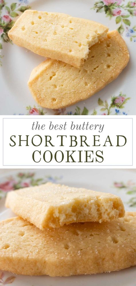 These simple shortbread cookies are melt-in-your-mouth delicious and couldn't be easier to make with this simple recipe. Don't want to cook the entire batch of cookie dough? No problem I share how to freeze it too! Butter Cookie With Jam, Scottish Shortbread Cookies Recipe, Easy Jam Cookies, The Best Shortbread Cookies, English Shortbread Cookies, Short Bread Cookies With Jam, Best Shortbread Recipe, Shortbread Cookie Recipe Easy, Shortbread Cutout Cookie Recipe