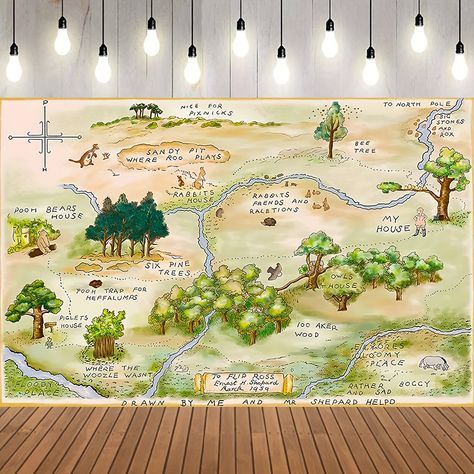 Faster shipping. Better service Hundred Acre Wood Map, Map Backdrop, Woodland Illustration, Event Photo Booth, Hundred Acre Woods, Classic Winnie The Pooh, Spring Forest, Wood Map, Wall Backdrops