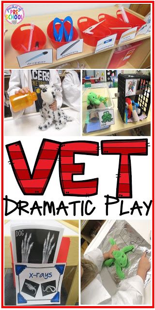 Vet Pet Hospital Dramatic Play for preschool, pre-k, and kindergarten. Tips, tricks, and fun ideas for your classroom. Vet Dramatic Play, Hospital Dramatic Play, Play In The Classroom, Dramatic Play Themes, Purposeful Play, Community Helpers Theme, Pets Preschool Theme, Community Helpers Preschool, Pet Hospital