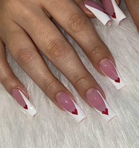 Acrylic Nails Short Square, Nails Vday, Acrylic Nails Short, Vday Nails, Nails Short Square, Acrylic Nail Set, Nail Designs Valentines, French Tip Acrylic Nails, Classy Acrylic Nails