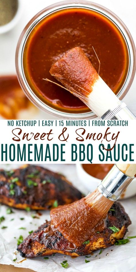 Smoked Bbq Sauce Recipe, Homemade Barbecue Sauce Without Ketchup, Homemade Bbq Sauce Without Ketchup, Bbq Sauce With Applesauce, Barbq Sauce Recipe, Hickory Smoked Bbq Sauce, Smoky Bbq Sauce Recipe, Savory Bbq Sauce Recipe, Bbq Sauce Homemade No Ketchup