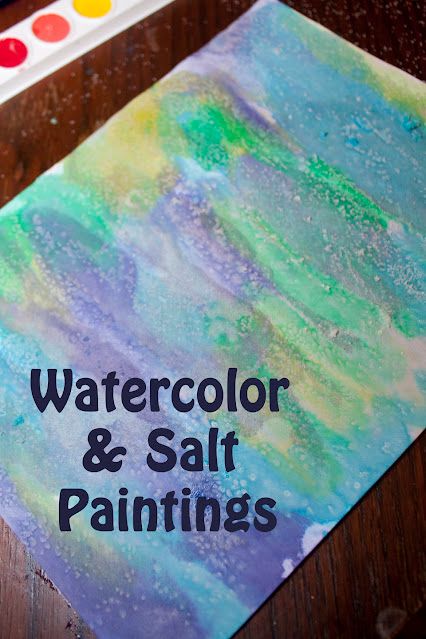 Painting with Watercolors and Salt - Life with Moore Babies Watercolor And Salt, Salt Art, Painting With Watercolors, Salt Painting, Preschool Art Projects, Baby Painting, Water Art, Toddler Art, Process Art