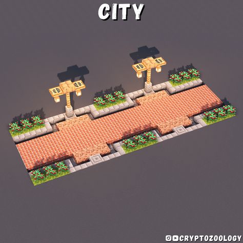 Check out the tutorial for 10 unique path designs on my YouTube channel! Minecraft Pathing Ideas, Minecraft Street Sign Ideas, Roads In Minecraft, Road In Minecraft, Minecraft Street Design, Path Designs Minecraft, Villager Minecraft House, Stone Path Minecraft, City Ideas Minecraft