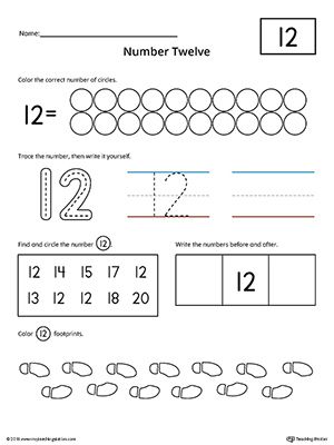 Number 12 Practice Worksheet. Help your child practice counting, identifying, tracing, and writing number 1 with this printable worksheet. Identifying Numbers 1-20 Activities, Worksheet For Preschool, Preschool Number Worksheets, Identifying Numbers, Bahasa China, Counting Worksheets, Worksheet For Kids, Numbers Kindergarten, Free Kindergarten Worksheets