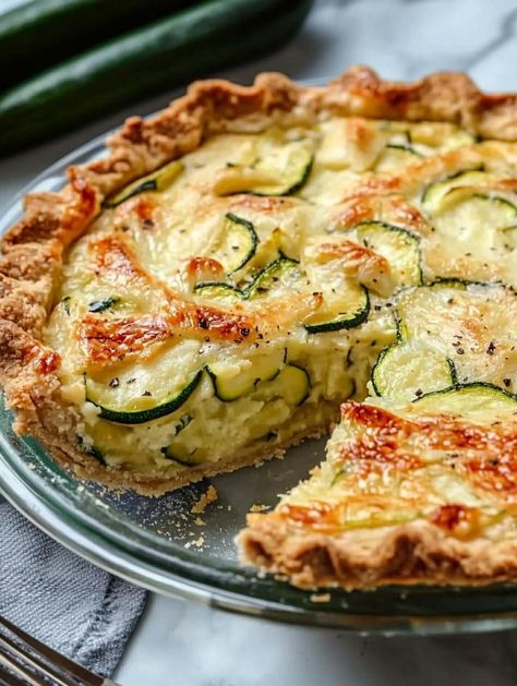 via @thenandnowspace Zucchini Pie Recipes, Veggie Pies, Zucchini Pie, Onion Pie, Pillsbury Recipes, Zucchini Casserole, Cheesy Zucchini, Summer Veggies, Squash Recipes