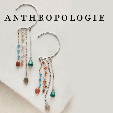 Online Exclusive From Anthropologie. Materials Metal And Cubic Zirconium. Size 2.5”L X 0.5”W. Ear Cuffs Have All But Replaced Traditional Earrings These Days-And For Good Reason, Ear Cuffs Are Cool. This Version Loops Around The Back Of Your Ear With A Cascade Of Beaded Fringe! Diy Anthropologie Jewelry, Work Earrings, Plate Jewelry, Clear Crystal Earrings, Anthropologie Earrings, Gel Plate, Ear Art, Beading Inspiration, Traditional Earrings