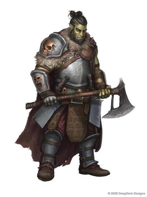 Character Realistic, Orc Warrior, Illustration Fantasy, Pathfinder Character, Paintings And Drawings, Fantasy Races, Dungeons And Dragons Characters, Armors, Fantasy Warrior