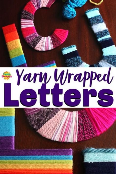 These yarn wrapped initials are fun for tweens and teens to make to display in their room or to give as a gift for a friend. #HappyHooligans #TweenCrafts #YarnCrafts, #LetterCrafts #KidsCrafts101 #KidsCrafts CraftsForKids #KidsActivities #Daycare Second Grade Arts And Crafts, Summer Crafts For Kids For Teens, Make And Take Crafts For Kids, Crafts With Yarn Easy, Yarn Crafts For Kids Easy, Kid Crafts To Sell, Simple Yarn Crafts, Crafts For College Students, Crafts For Boys 8-10