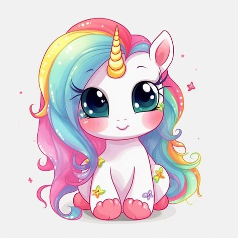 Photo a unicorn with rainbow hair and a ... | Premium Photo #Freepik #photo #unicorn-cartoon #rainbow-unicorn #unicorn #pony Unicorn With Rainbow, Unicorn Cartoon, Unicorn Pony, Cartoon Rainbow, Rainbow Cartoon, Cartoon Unicorn, Disney Princess Art, Princess Art, Morning Inspirational Quotes