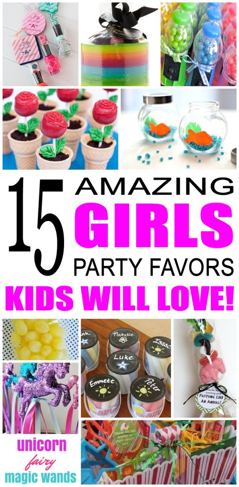 Fun girls party favor ideas for kids, tweens, and teenagers. Try these diy girls party favors for little and big girls. Here are some cute goody bags and treats to say thank you to the friends of that special birthday girl. Teen Party Favors, Teenager Party, Birthday Party Goodie Bags, Easy Party Favor, Birthday Treat Bags, Girl Birthday Party Favors, Party Favor Ideas, Party Favors For Kids, Favour Ideas