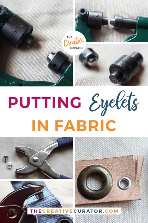 Learn how to put eyelets in fabric with this fab tutorial! Eyelets and grommets work with an eyelet press or the hammer method. This tutorial will show you how to install eyelets in your sewing projects, whether you’re making bags or making clothes! #eyelet #sewingprojects #sewingtutorials #sewingtips Sewing Curtains, No Sew Curtains, Beginner Sewing Projects Easy, Leftover Fabric, Quiet Books, Sewing Projects For Beginners, Sewing Skills, Easy Sewing Projects, Purse Patterns