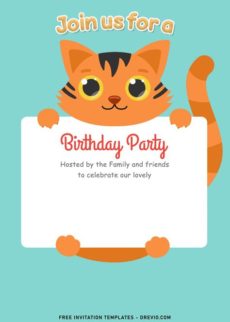 Zoo Theme Birthday, Zoo Theme, Vintage Words, Free Invitation Templates, Cat Party, Theme Birthday, Blue Cats, Host A Party, Cool Pets