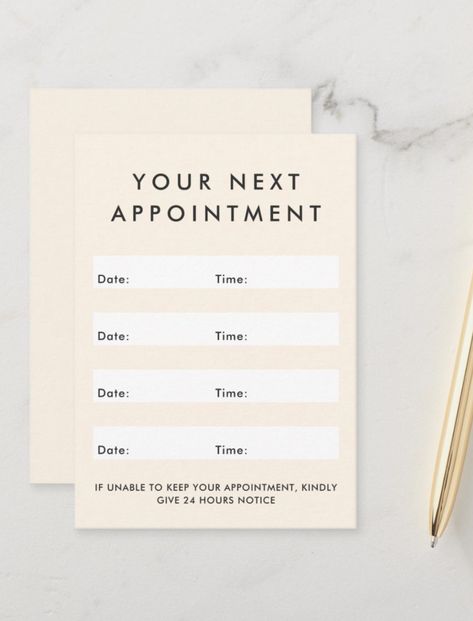 Modern, cream colored appointment cards with template fields for your contact information and logo on the back. Font, font color and background color can be changed with the design tool. Appointment Card, Appointment Cards, Services Business, Professional Services, Chiropractic, Modern Logo, Cream Color, Business Cards, Colorful Backgrounds