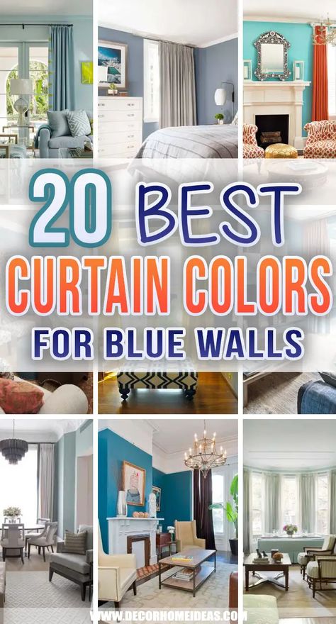 Best Curtain Color For Blue Walls. Wondering what is the best color for your curtains with blue walls? We have made an amazing selection of color combos and variations for the best living room or bedroom layout. #decorhomeideas Blue Walls And Curtains, Curtains Bedroom Blue Walls, Curtain Color For Dark Blue Walls, Curtains That Go With Blue Walls, What Color Curtains Go With Blue Walls, Blue Walls Yellow Curtains, Blue Wall With Curtains, Curtains For Blue Walls Master Bedrooms, Curtains For Blue Walls Bedroom