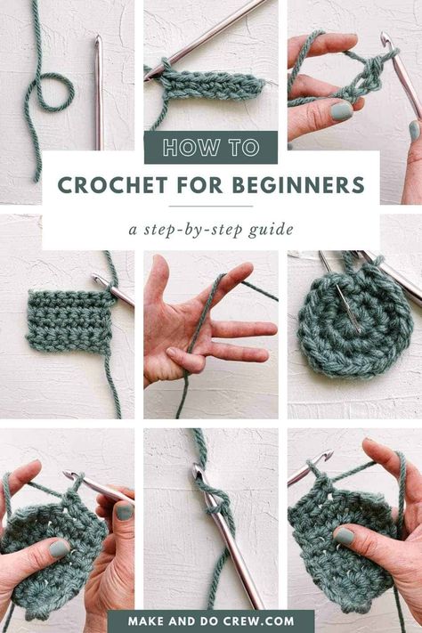 A grid photo tutorials on how to crochet. Amigurumi Patterns, Couture, Learn Crochet Beginner, Easy Beginner Crochet Patterns, Beginning Crochet, Crochet Classes, Crochet Stitches Guide, Beginner Crochet Tutorial, Crochet For Beginners Blanket