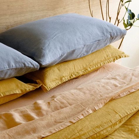 Linen Color Palette, Cream Duvet, Vivid Linen, Apartment Needs, Colorful Bedding, Children Room Boy, Yellow Bedding, Linen Color, Linen Sheets