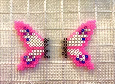 3d pattern for a butterfly made out of perler beads 3d Pearl Beads Pattern Easy, Iron Beads 3d Pattern, 3d Perler Bead Butterfly, Pearler Bead Butterfly Pattern, Peeler Bead Butterfly, Flower Perler Bead Pattern, Peeler Bead 3d Patterns, Fairy Perler Beads, 3d Melting Bead Patterns