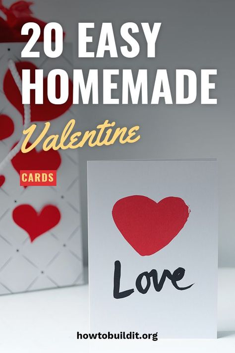 20 Easy Homemade Valentine Cards Diy Valentine's Cards For Him, Handmade Valentines Day Cards, Handmade Valentine Cards, Easy Valentine Cards, Valentine Cards To Make, Pinterest Valentines, Homemade Valentine, Roses Valentine, Valentines Day Cards Handmade