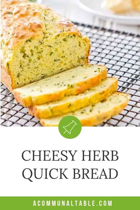 Herb Quick Bread, Vegetarian Appetizers Easy, Savory Bread Recipe, Yummy Bread, Cheese Bread Recipe, No Yeast Bread, Savory Cheese, Herb Bread, Knead Bread