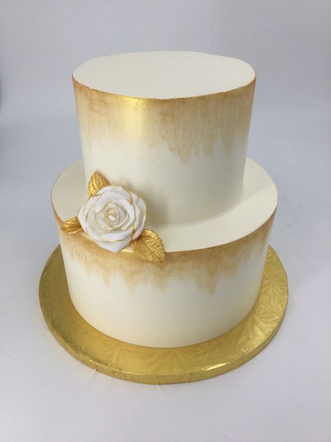 Gold Anniversary Cake, 1 Tier Wedding Cakes, Golden Wedding Cake, Jubilee Cake, Gold Fondant, 50th Wedding Anniversary Cakes, Buttercream Frosting Cake, 50th Anniversary Cakes, Pearl Cake