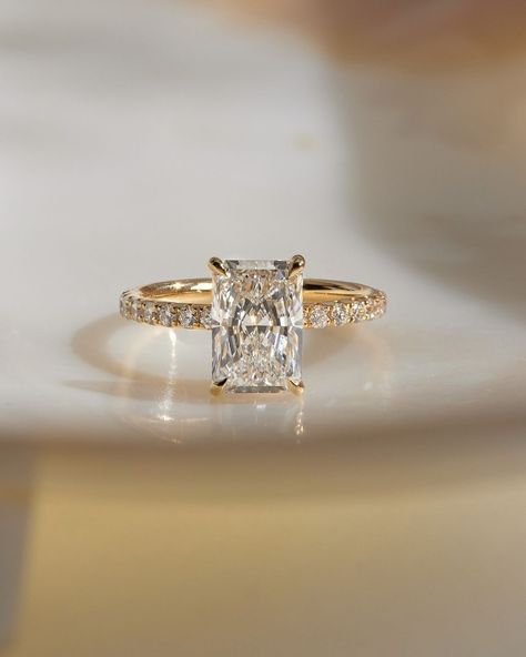 Radiant Cut Moissanite Engagement Ring Solitaire Accent Wedding Ring for Sister Radiant Engagement Rings, Ring Rosegold, Moissanite Engagement Ring Solitaire, Yellow Gold Wedding Ring, Wedding Rings Solitaire, Moissanite Diamond Rings, Dream Engagement Rings, Half Eternity Ring, Hidden Halo