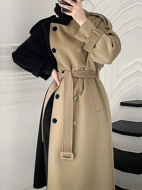 Fashion Elegant Style Best Sellers Online Shopping | stylewe Turtleneck Coat, Celana Jins, High Neck Coat, Celana Kargo, Trendy Outerwear, Urban Chic Fashion, Types Of Coats, Coat For Women, Belted Trench Coat