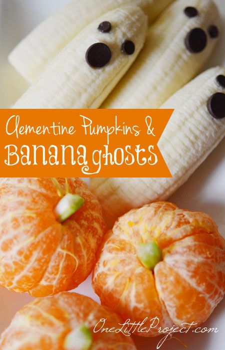 Clementine Pumpkins and Banana Ghosts How-To ~ This is such an adorable and healthy Halloween snack idea! Banana Ghost, Clementine Pumpkins, Banana Ghosts, Creepy Halloween Party, Easy Halloween Snacks, Halloween Party Appetizers, Healthy School Snacks, Halloween Food Appetizers, Healthy Homemade Snacks