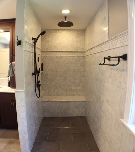 Doorless Showers, Showers Without Doors, Doorless Shower, Master Shower, Bad Inspiration, Bathroom Redesign, Master Bath Remodel, Bathroom Remodel Designs, Bathroom Remodel Shower