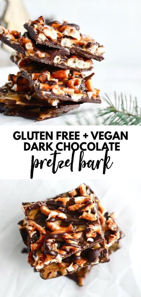 Dairy Free Pretzel Dessert, Gluten Free Vegan Holiday Desserts, Gluten Dairy Free Holiday Recipes, Christmas Treats Gluten Free Dairy Free, Non Dairy Christmas Treats, Vegan Christmas Candy Recipes, Healthy Desserts For Christmas, Holiday Desserts Healthy, Dark Chocolate Bark Healthy