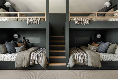 Bunk Rooms From The Studio McGee Archives - Studio McGee Eclectic Shelving, Bunk Room Ideas, Bunk Bed Room, The Mcgee Home, Bunk Bed Rooms, Queen Bunk Beds, Mcgee Home, Bunk Beds Built In, Built In Bunks